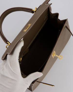 Hermès Kelly 25 Sellier in Etoupe Epsom Leather with Gold Hardware
