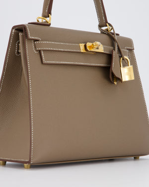 Hermès Kelly 25 Sellier in Etoupe Epsom Leather with Gold Hardware