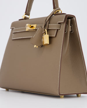 Hermès Kelly 25 Sellier in Etoupe Epsom Leather with Gold Hardware