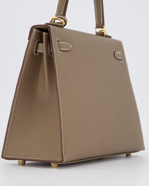 Hermès Kelly 25 Sellier in Etoupe Epsom Leather with Gold Hardware