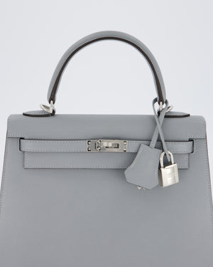 Hermès Kelly 25 Sellier Bag in Gris Pantin Epsom Leather with Palladium Hardware