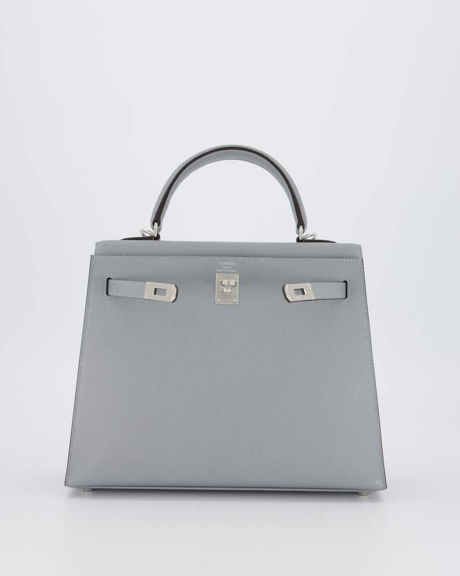 Hermès Kelly 25 Sellier Bag in Gris Pantin Epsom Leather with Palladium Hardware