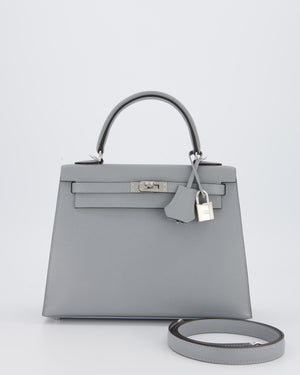 Hermès Kelly 25 Sellier Bag in Gris Pantin Epsom Leather with Palladium Hardware
