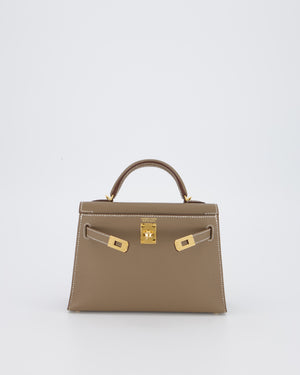 *HOT* Hermès Mini Kelly II 20 Bag in Etoupe Epsom Leather with Gold Hardware