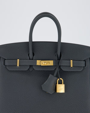 *RARE* Hermès Birkin 25 Retourne Bag in Gris Misty Togo Leather with Gold Hardware