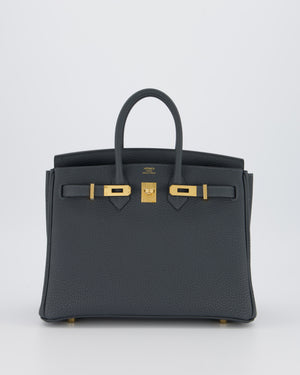 *RARE* Hermès Birkin 25 Retourne Bag in Gris Misty Togo Leather with Gold Hardware