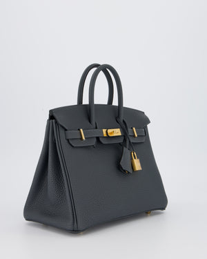 *RARE* Hermès Birkin 25 Retourne Bag in Gris Misty Togo Leather with Gold Hardware