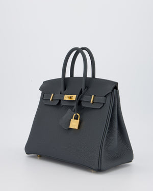 *RARE* Hermès Birkin 25 Retourne Bag in Gris Misty Togo Leather with Gold Hardware
