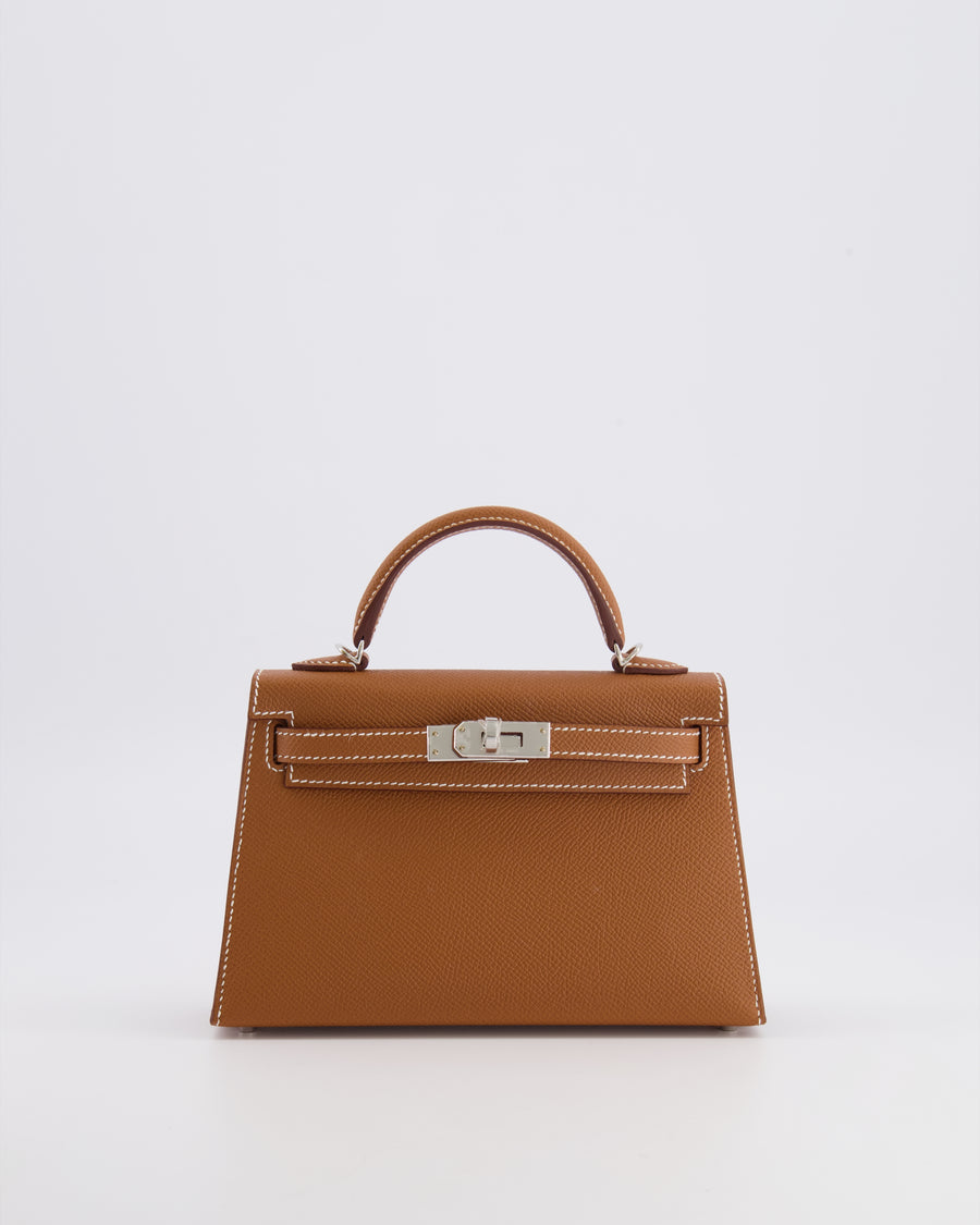 Hermès Mini Kelly II 20 Bag in Gold Epsom Leather with Palladium Hardware