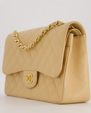 Chanel Jumbo Classic Double Flap Bag in Beige Clair Caviar Leather with Gold Hardware