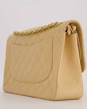 Chanel Jumbo Classic Double Flap Bag in Beige Clair Caviar Leather with Gold Hardware