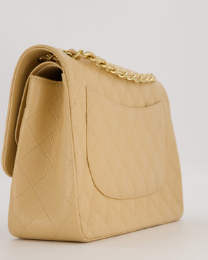 Chanel Jumbo Classic Double Flap Bag in Beige Clair Caviar Leather with Gold Hardware