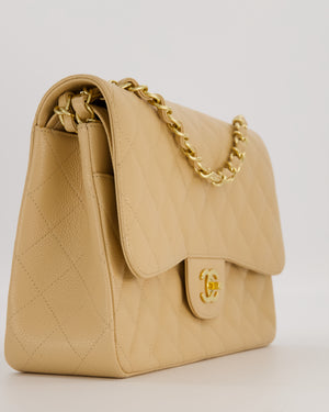Chanel Jumbo Classic Double Flap Bag in Beige Clair Caviar Leather with Gold Hardware