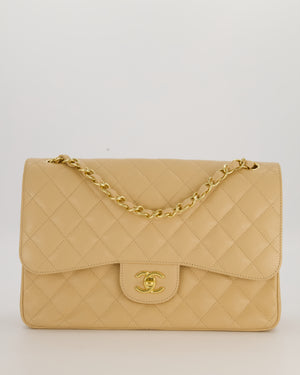 Chanel Jumbo Classic Double Flap Bag in Beige Clair Caviar Leather with Gold Hardware