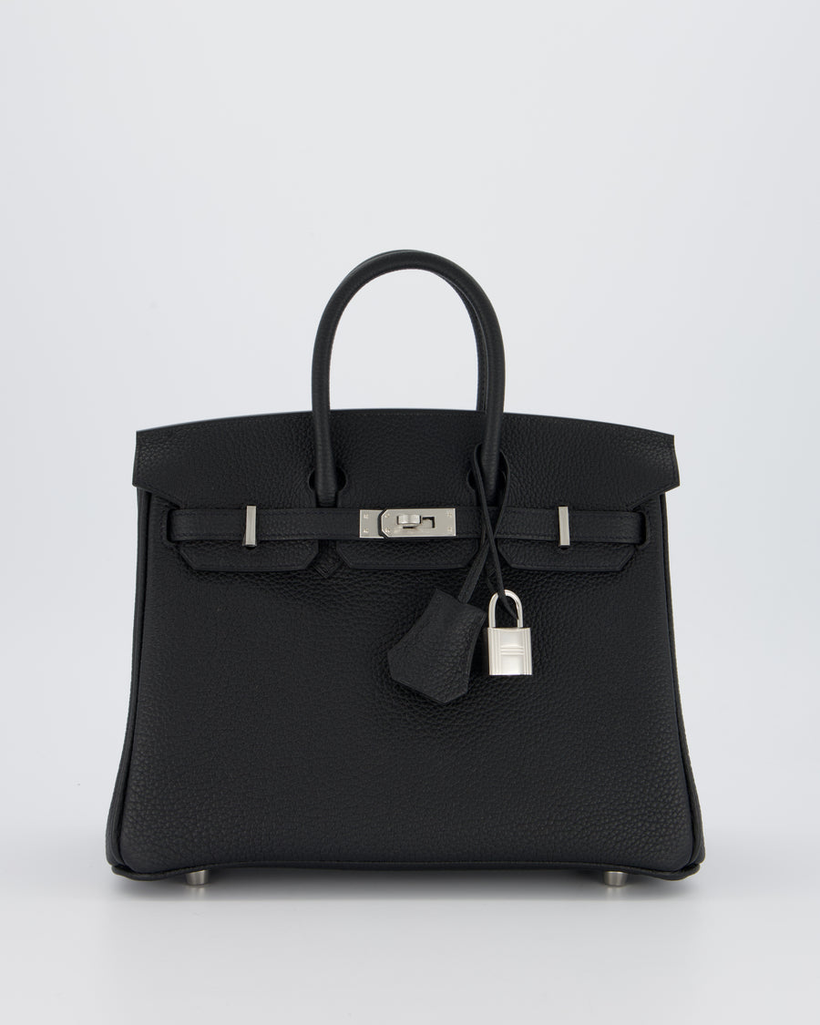 *VERY RARE* Hermès Birkin 25 Retourne Bag in Noir Togo Leather with Palladium Hardware