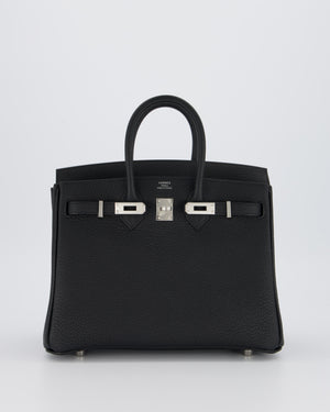 *VERY RARE* Hermès Birkin 25 Retourne Bag in Noir Togo Leather with Palladium Hardware