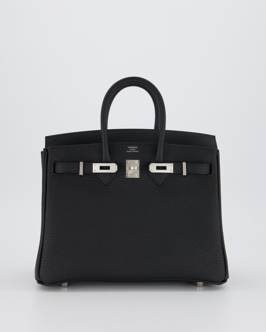 *VERY RARE* Hermès Birkin 25 Retourne Bag in Noir Togo Leather with Palladium Hardware
