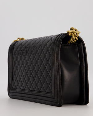 Chanel Medium Boy Bag in Black Lambskin Leather with Gold Hardware