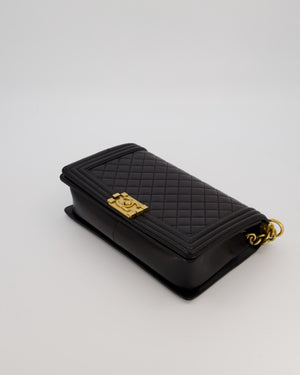 Chanel Medium Boy Bag in Black Lambskin Leather with Gold Hardware