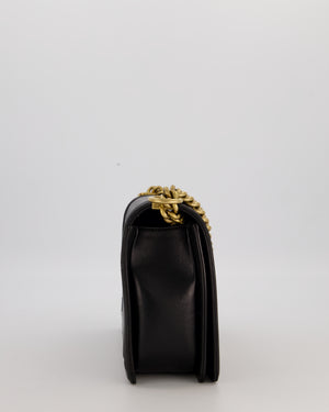 Chanel Medium Boy Bag in Black Lambskin Leather with Gold Hardware