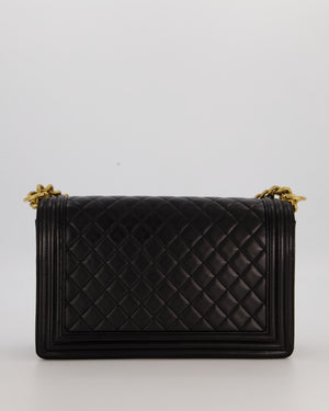 Chanel Medium Boy Bag in Black Lambskin Leather with Gold Hardware