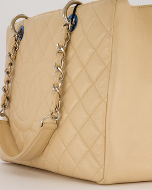 Chanel Beige Caviar GST Grand Shopper Tote Bag with Silver Hardware