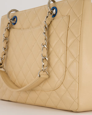 Chanel Beige Caviar GST Grand Shopper Tote Bag with Silver Hardware