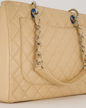 Chanel Beige Caviar GST Grand Shopper Tote Bag with Silver Hardware