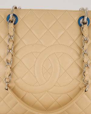 Chanel Beige Caviar GST Grand Shopper Tote Bag with Silver Hardware
