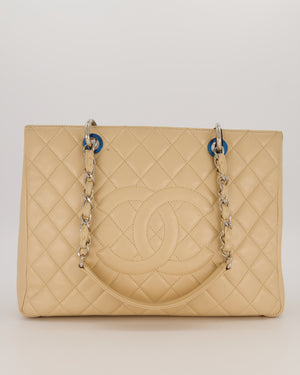 Chanel Beige Caviar GST Grand Shopper Tote Bag with Silver Hardware