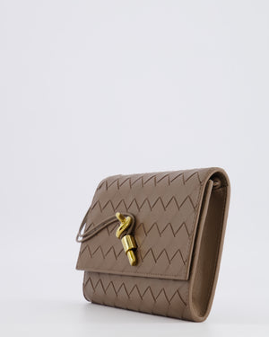 Bottega Veneta Brown Andiamo Pouch on Strap Bag in Pinecone Intrecciato Leather with Gold Hardware RRP £1,600