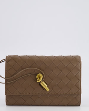 Bottega Veneta Brown Andiamo Pouch on Strap Bag in Pinecone Intrecciato Leather with Gold Hardware RRP £1,600
