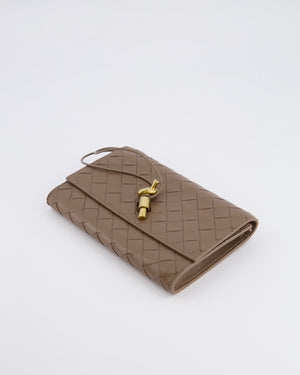 Bottega Veneta Brown Andiamo Pouch on Strap Bag in Pinecone Intrecciato Leather with Gold Hardware RRP £1,600