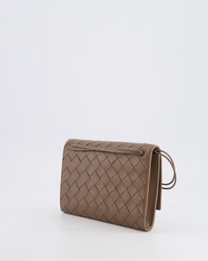 Bottega Veneta Brown Andiamo Pouch on Strap Bag in Pinecone Intrecciato Leather with Gold Hardware RRP £1,600