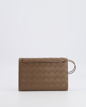 Bottega Veneta Brown Andiamo Pouch on Strap Bag in Pinecone Intrecciato Leather with Gold Hardware RRP £1,600