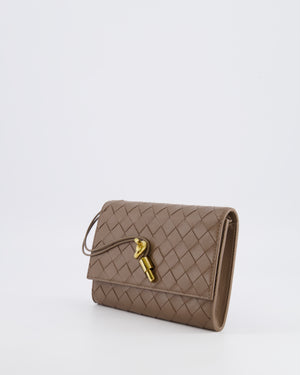 Bottega Veneta Brown Andiamo Pouch on Strap Bag in Pinecone Intrecciato Leather with Gold Hardware RRP £1,600