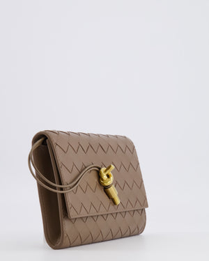 Bottega Veneta Brown Andiamo Pouch on Strap Bag in Pinecone Intrecciato Leather with Gold Hardware RRP £1,600