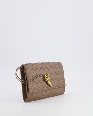 Bottega Veneta Brown Andiamo Pouch on Strap Bag in Pinecone Intrecciato Leather with Gold Hardware RRP £1,600