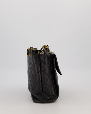 Chanel Black Vintage Quilted Caviar CC Front Pocket Bag with 24K Gold Hardware