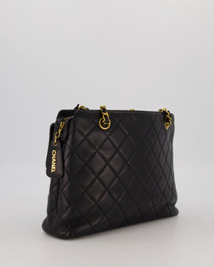 Chanel Black Vintage Quilted Caviar CC Front Pocket Bag with 24K Gold Hardware
