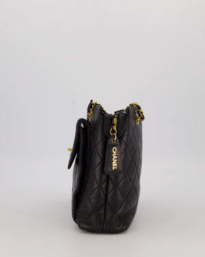 Chanel Black Vintage Quilted Caviar CC Front Pocket Bag with 24K Gold Hardware