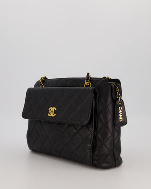 Chanel Black Vintage Quilted Caviar CC Front Pocket Bag with 24K Gold Hardware
