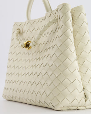 Bottega Veneta Medium Andiamo Bag in Sea Salt Intrecciato Leather with Gold Hardware RRP £4,370