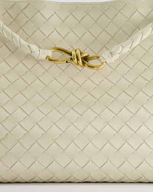 Bottega Veneta Medium Andiamo Bag in Sea Salt Intrecciato Leather with Gold Hardware RRP £4,370