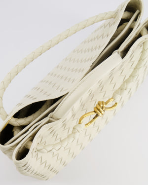 Bottega Veneta Medium Andiamo Bag in Sea Salt Intrecciato Leather with Gold Hardware RRP £4,370