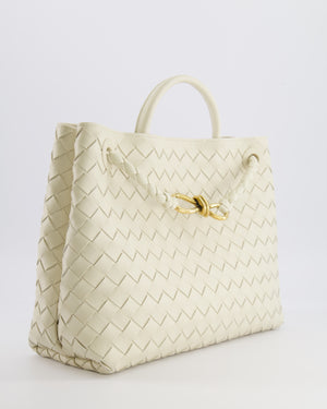 Bottega Veneta Medium Andiamo Bag in Sea Salt Intrecciato Leather with Gold Hardware RRP £4,370