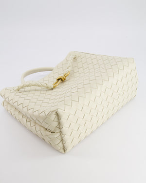Bottega Veneta Medium Andiamo Bag in Sea Salt Intrecciato Leather with Gold Hardware RRP £4,370
