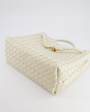 Bottega Veneta Medium Andiamo Bag in Sea Salt Intrecciato Leather with Gold Hardware RRP £4,370