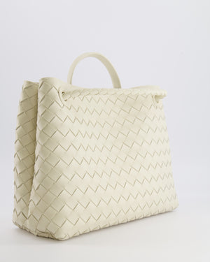 Bottega Veneta Medium Andiamo Bag in Sea Salt Intrecciato Leather with Gold Hardware RRP £4,370