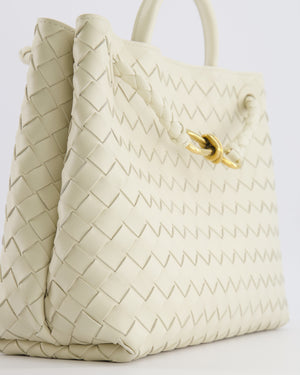 Bottega Veneta Medium Andiamo Bag in Sea Salt Intrecciato Leather with Gold Hardware RRP £4,370